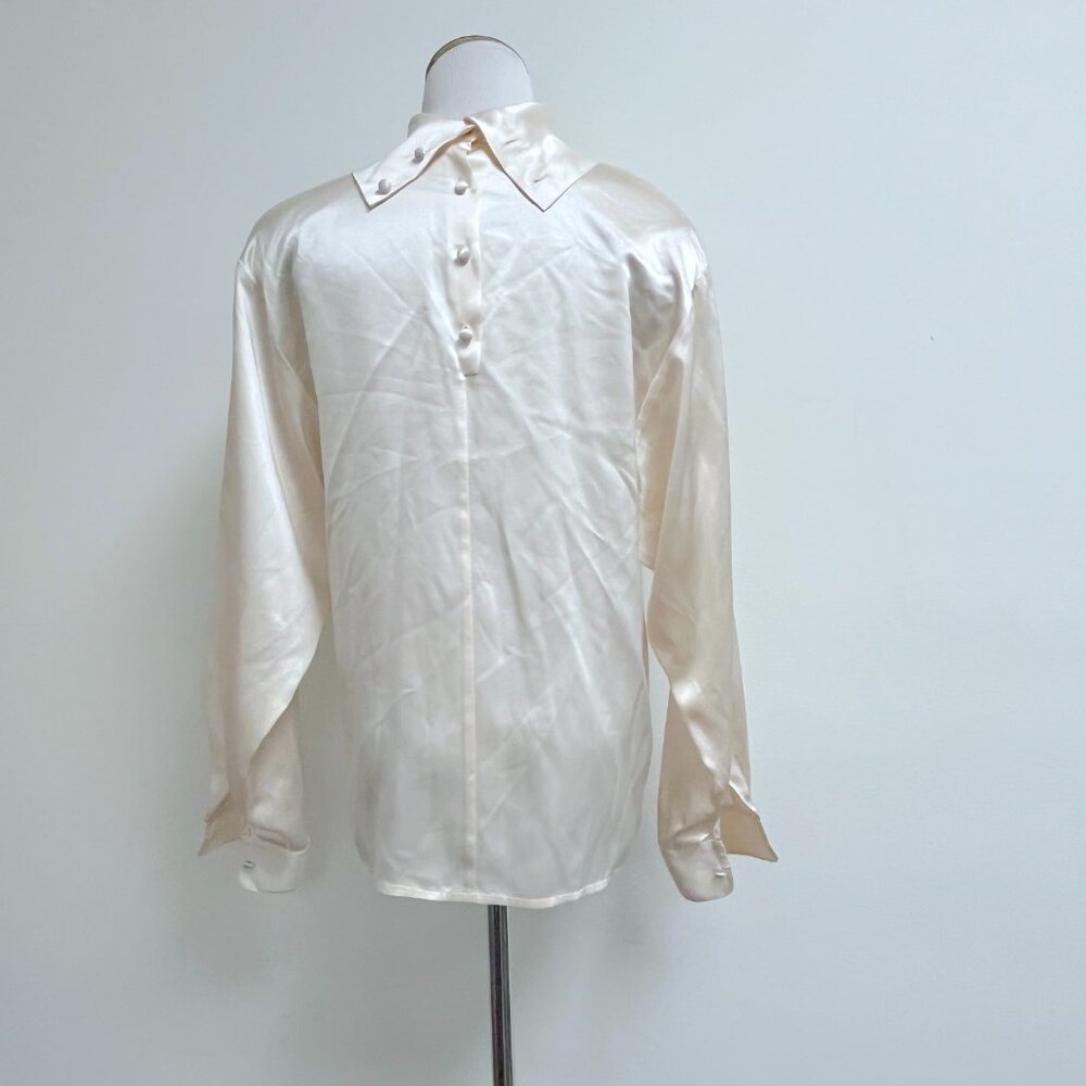 St John cream silk blouse 4 high neck long sleeve - Picture 5 of 8